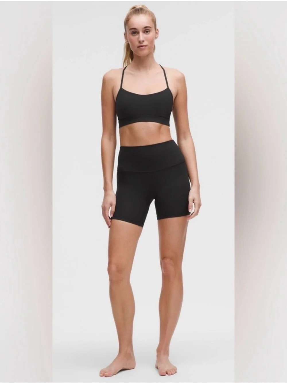 Lululemon Align Ribbed High Rise Short 6 Inch Black Size 6 Nulu Four Way Stretch